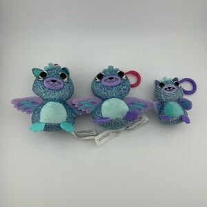 Hatchimals Glittering Garden Talking Twin Plush Clip On Aqua Peecat lot of 3